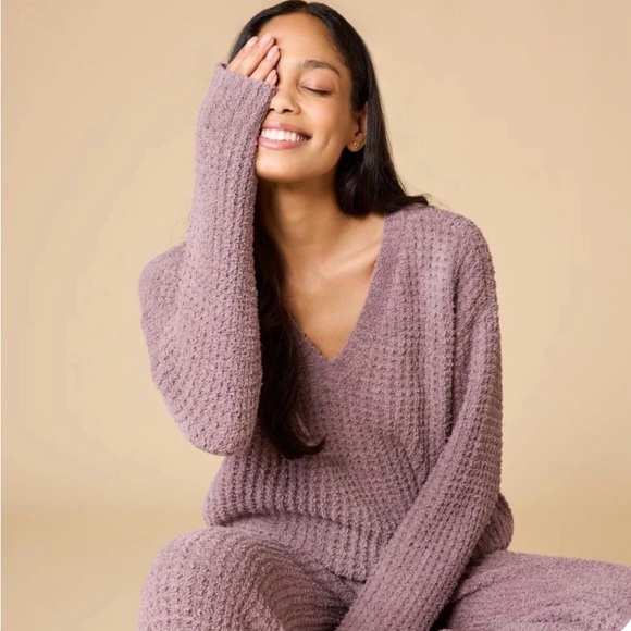Softies Waffle Marshmallow v-neckloungewear Set